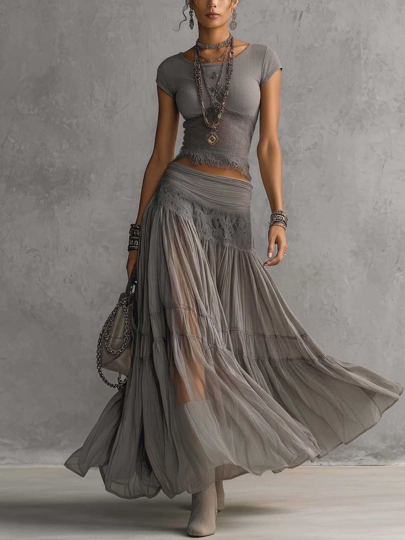 Completo Elegante – Aurora – Gonna Plissettata Fluida