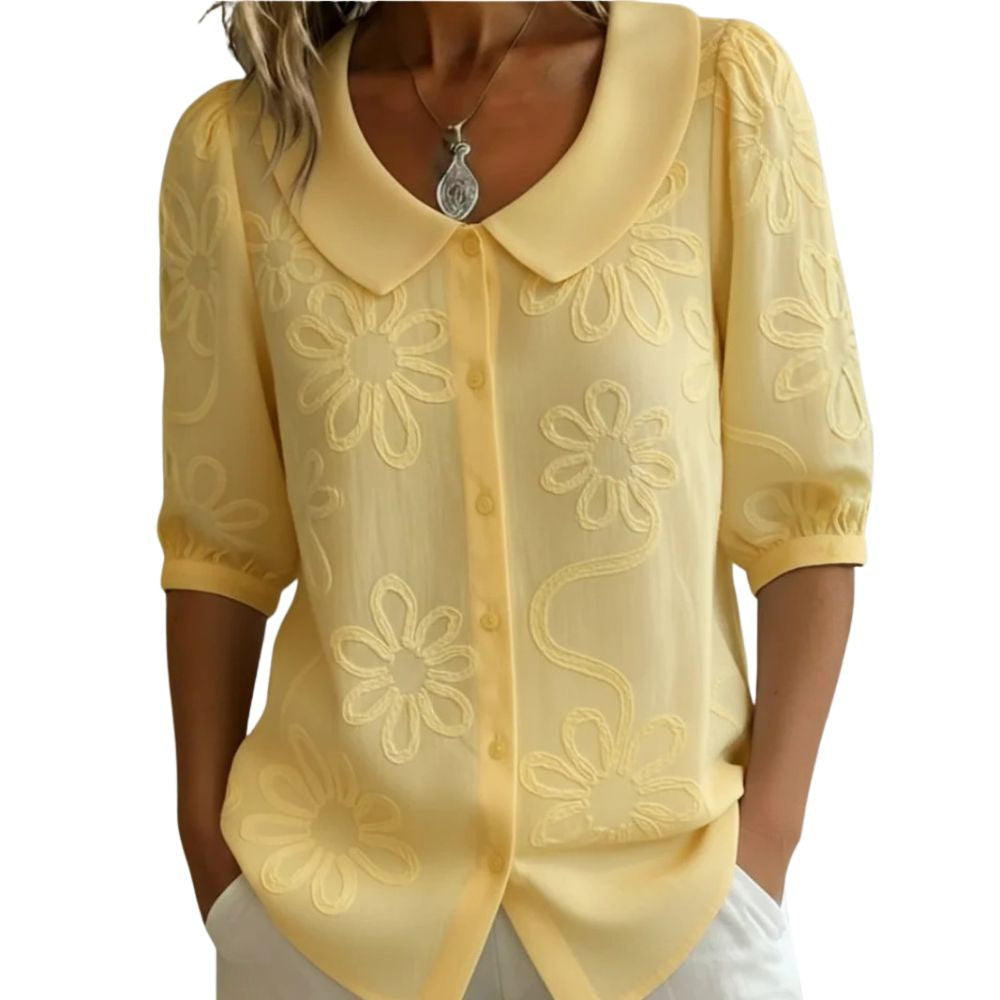 Camicetta Elegante – Lily – Colletto Arrotondato Floreale