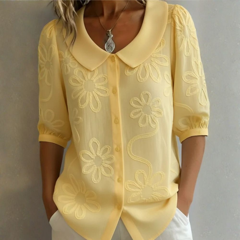 Camicetta Elegante – Lily – Colletto Arrotondato Floreale