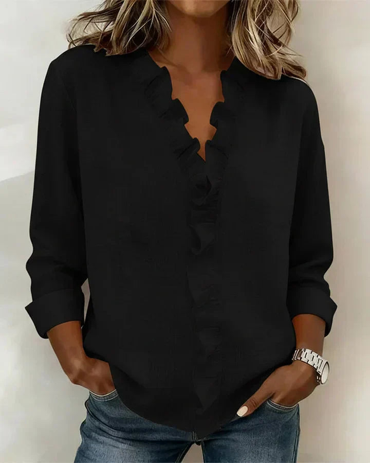 Blusa Elegante – Arianna – Scollo a V con Volant