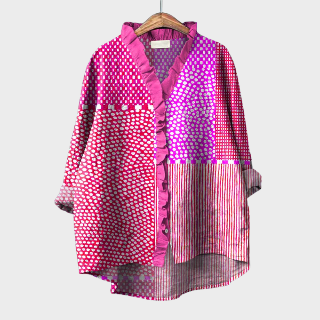 Blusa Elegante – Giulia – Stampa Artistica e Maniche Lunghe