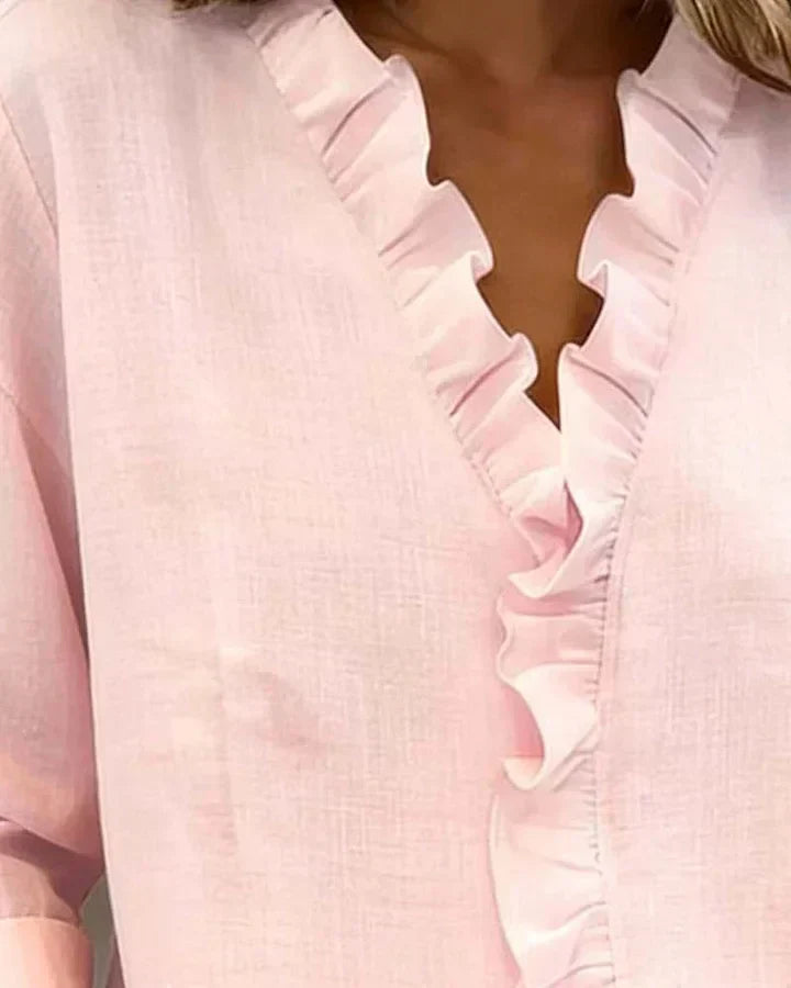 Blusa Elegante – Arianna – Scollo a V con Volant