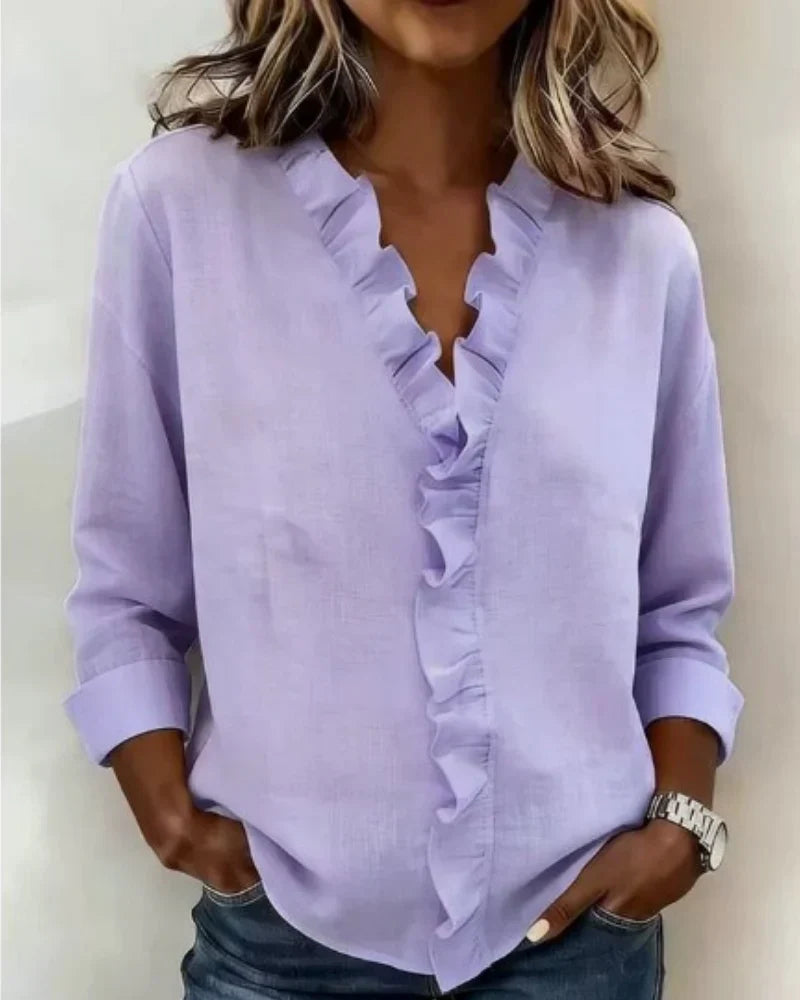 Blusa Elegante – Arianna – Scollo a V con Volant