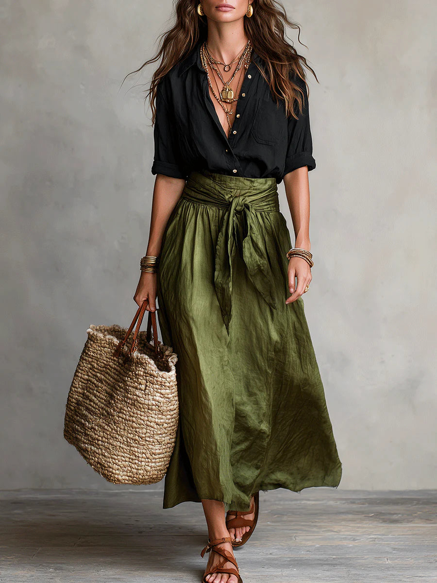 Completo Due Pezzi – Emma – Camicia Fluente e Gonna Midi