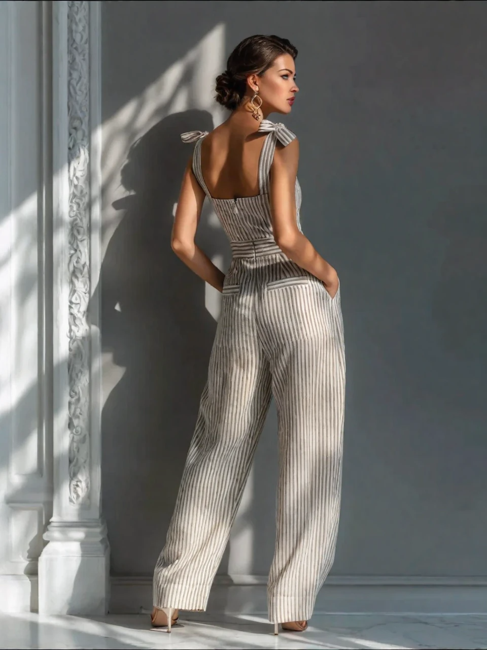 Tuta in Misto Lino – Giulia – Scollo Quadrato Palazzo