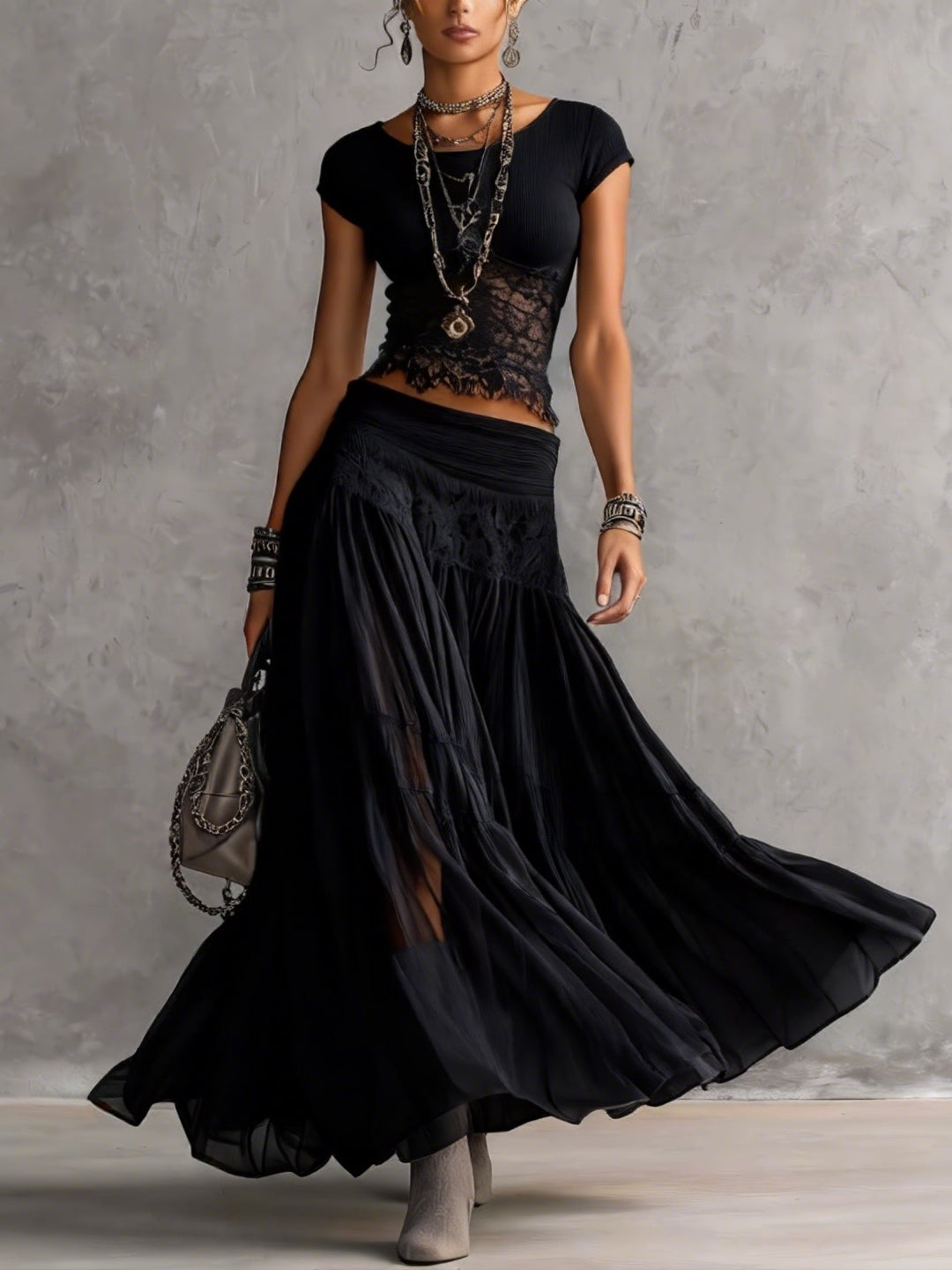 Completo Elegante – Giulia – Top in Pizzo Plissettato