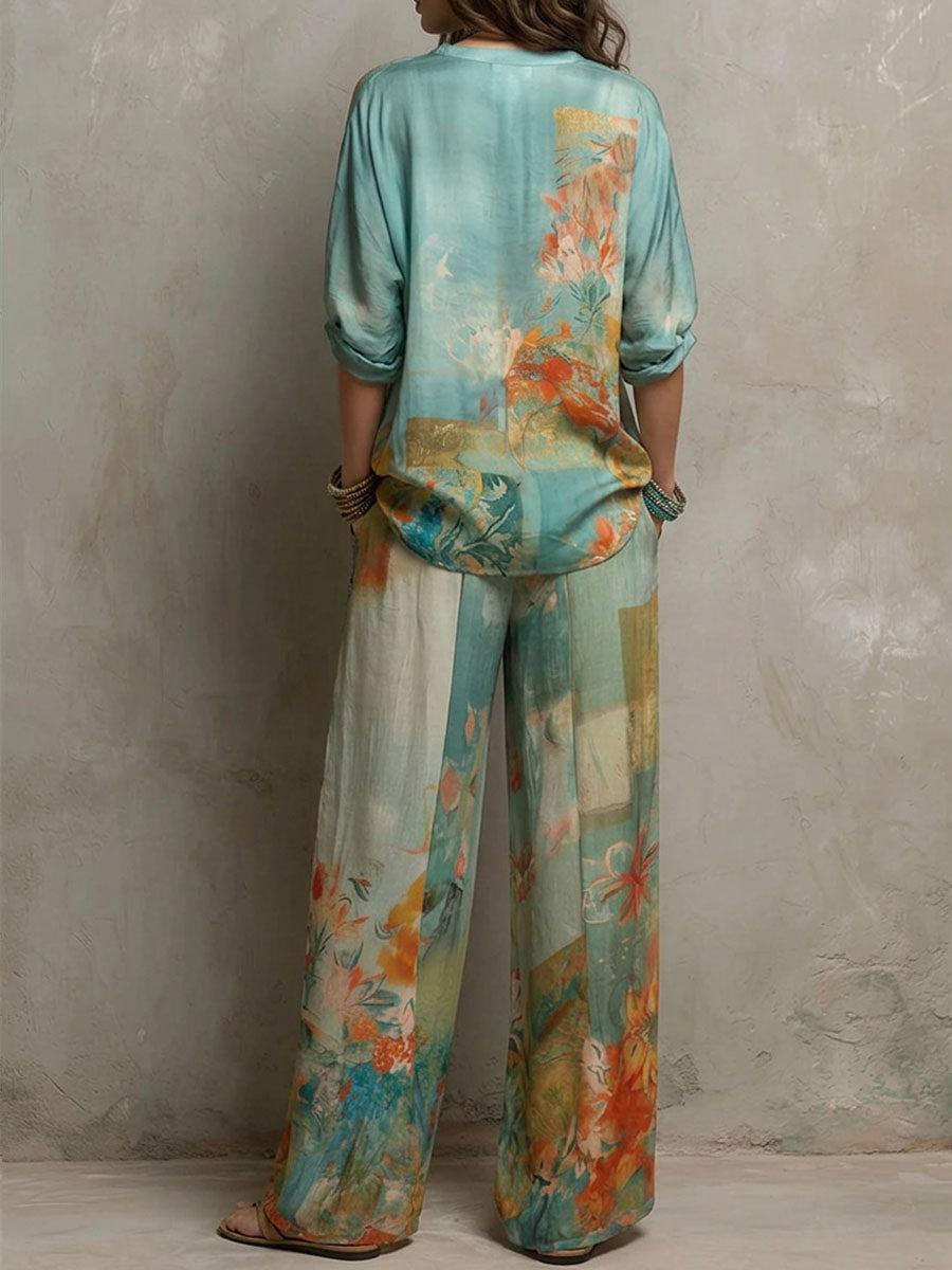 Completo Elegante – Giulia – Scollo a V Floreale