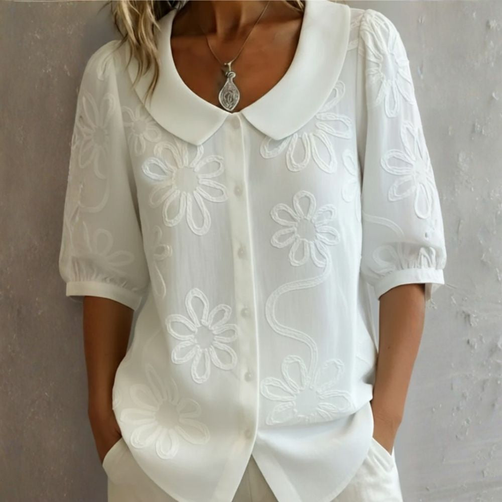 Camicetta Elegante – Lily – Colletto Arrotondato Floreale