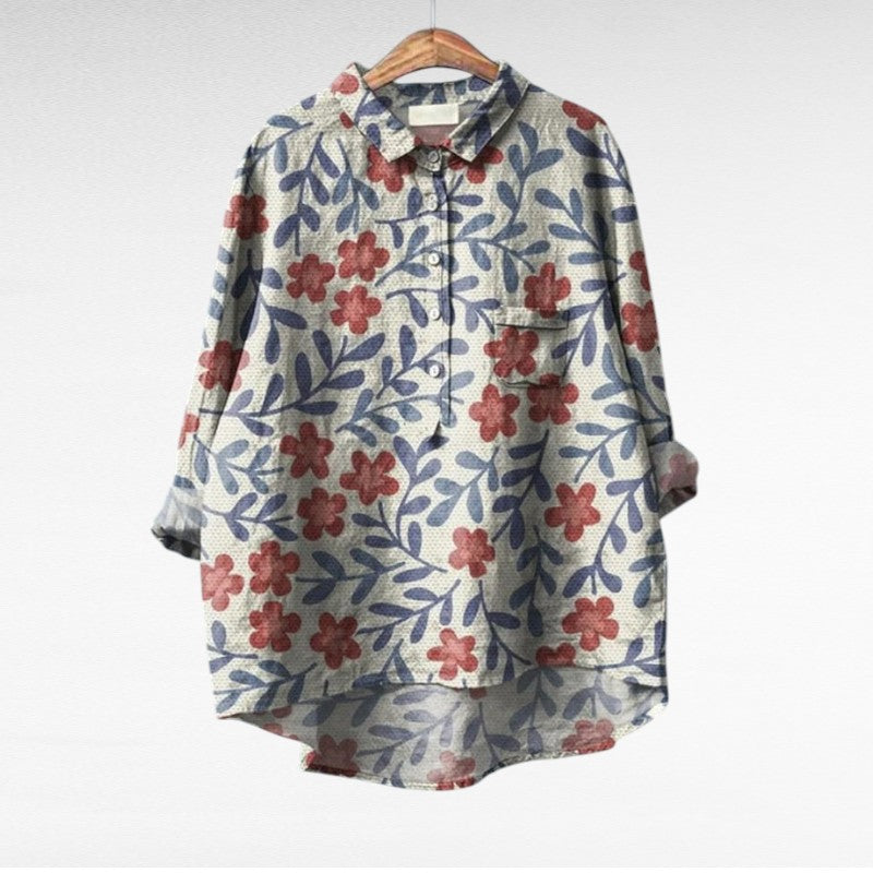 Blusa Elegante – Arianna – Scollo Classico e Stampa Artistica