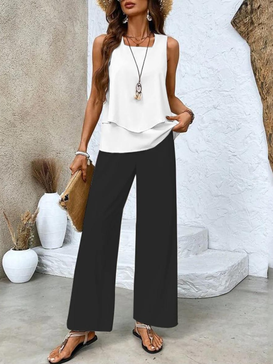 Completo Elegante – Elena – Blusa a Strati con Pantaloni