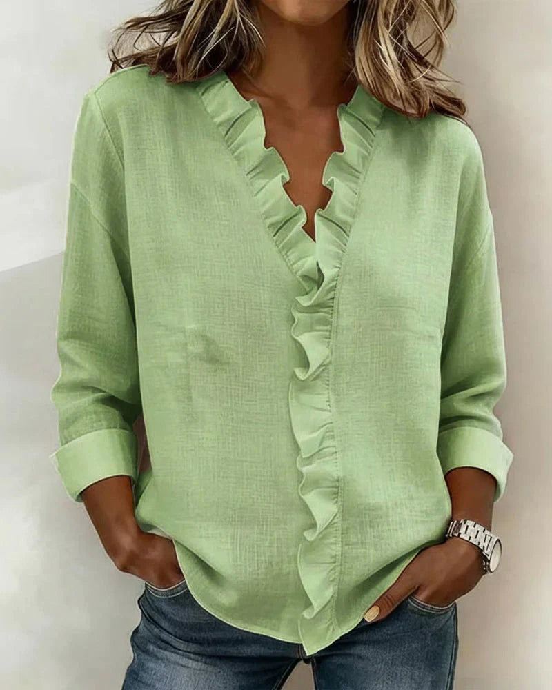 Blusa Elegante – Arianna – Scollo a V con Volant