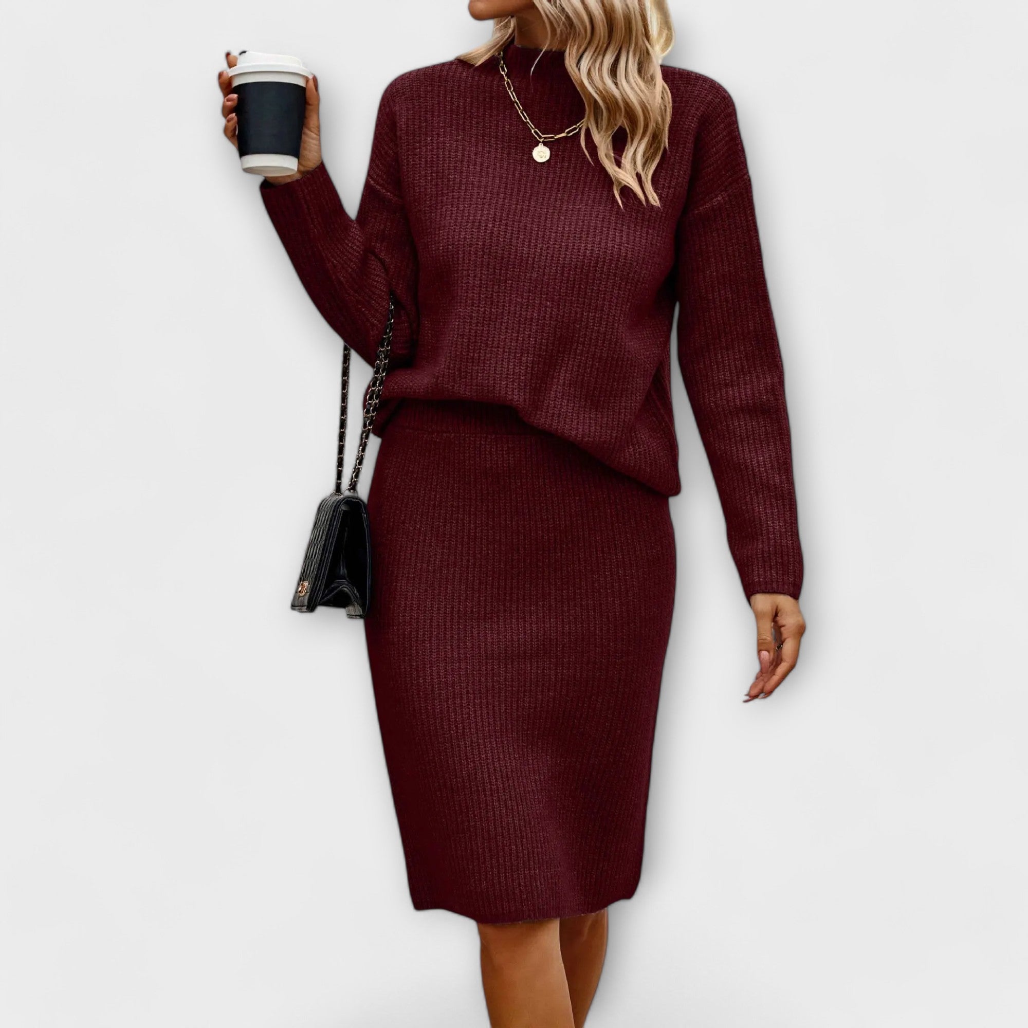 ALESSIA Elegante – Elena – Collo Alto e Gonna Abbinata