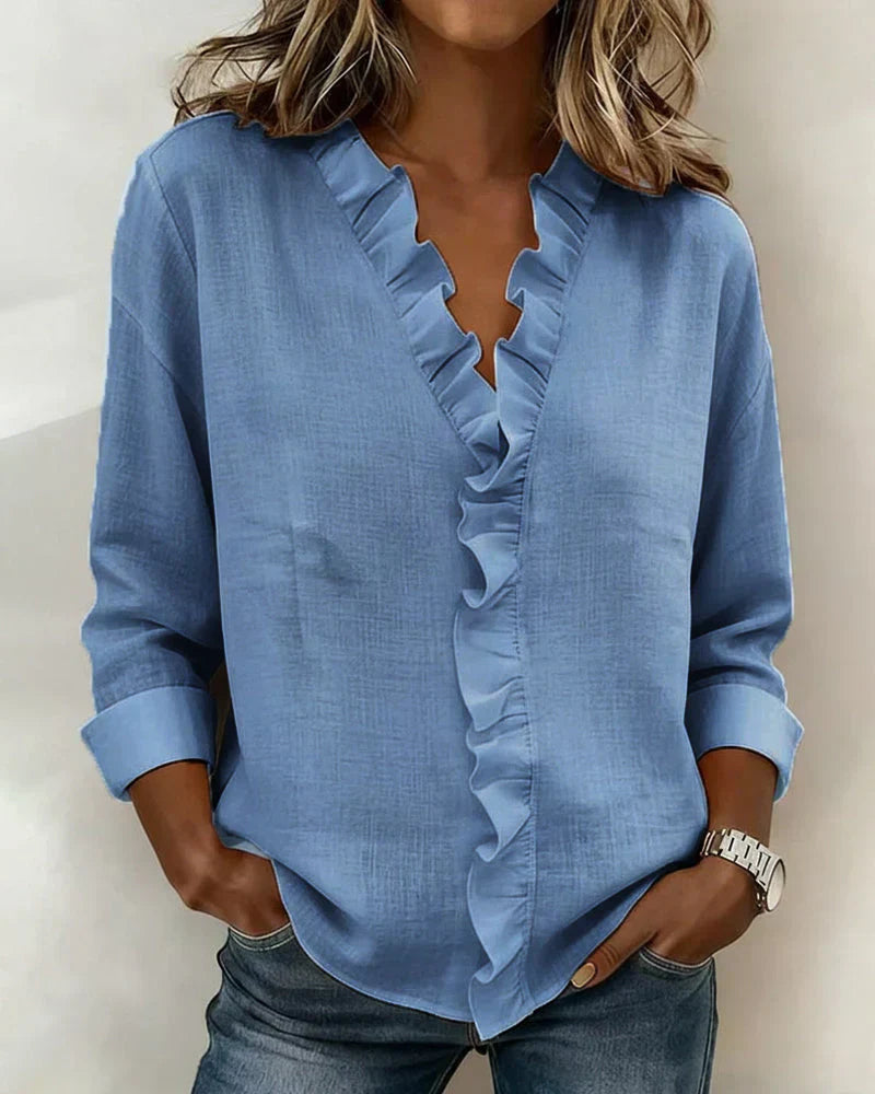 Blusa Elegante – Arianna – Scollo a V con Volant